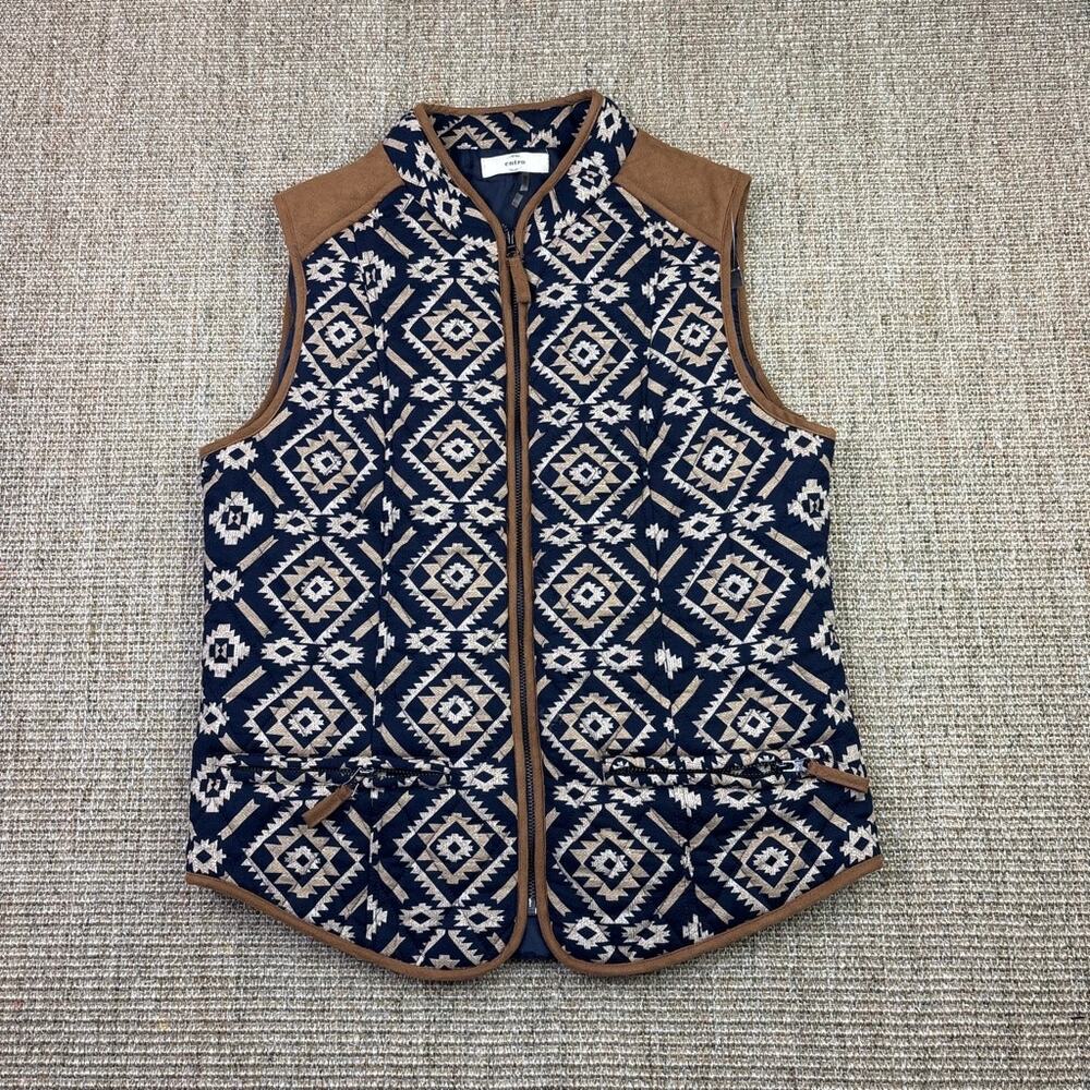 🌵✨ Entro Aztec Print Vest | Medium | Black+ Tan